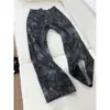 Jeans Desgastado Tie-Dye Americano Cleanfit para Homens Marca Tendência Lavagem Pesada Calça Faca Curva Slim Reto Calça Flare
