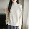 Top de punto hueco con borde rizado para mujer 2026 Nuevo Otoño/Invierno Tejido de punto de alta gama Cuello semi-alto Manga larga