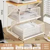 Estante de Armazenamento para Impressora Suporte de Mesa de Camada Dupla com Gaveta para Copiadora, Estante de Camadas para Armazenamento e Colocação de Arquivos para Mesa de Escritório
