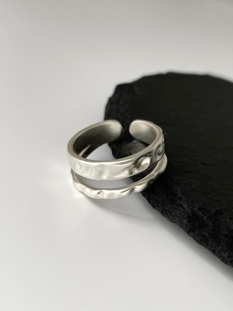 SKU_双层肌理银戒 通体925纯银