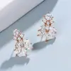 Elegantes Brincos Femininos com Zircônia Incrustada em Cobre, Brincos de Noiva de Alta Qualidade, Joia Versátil e Fashion para Banquetes