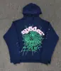 Sudadera con capucha de forro polar grueso de peso pesado 450 g, original de ultramar, para hombre, con estampado de espuma de Araña Sp5Der