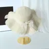 Sombrero de Paja Tejido de Ala Ancha para Protección Solar de Verano Transfronterizo Sombrero de Playa con Lazo para Vacaciones en la Costa Sombrero para el Sol para Mujeres
