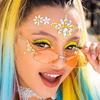 Maquillaje de Fiesta para Festival de Música EDM Europeo y Americano Efectos Especiales Ojo Cara Pedrería Pegatina Diamante para Cara Color Rojo Internet Joyería de Diamantes