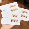 Juventud Eterna Ámbar Dorado Marrón Ojo de Gato Uñas Portátiles, Hechas a Mano con Piedras Preciosas Brillantes Estilo Corto, Pegatinas de Uñas de Alta Gama