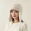 Gorro Lei Feng forrado de polar con protección para las orejas para mujer, gorro tejido grueso de felpa para otoño e invierno, gorro cálido, a prueba de viento y resistente al frío para exteriores