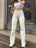 Nuevos Jeans de Venta Cruzada Directa de Fábrica Más Vendidos en Europa y América de Amazon para Mujer, Pantalones Casuales Rectos Elásticos de Color Sólido