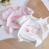 Camiseta Decorativa de Flores y Lazo Estilo Princesa para Niñas Verano 25 Nueva Coreana Bebé Dulce Dibujos Animados Manga Corta