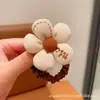 Goma para el pelo de flor con relleno de algodón de cuadros marrones para niños, estilo coreano, tela, goma para el pelo de niña, cuerda para el pelo, accesorio para el pelo