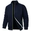 Novo Suéter Jaqueta Masculino Colorido com Zíper e Gola Vertical Cardigan Jacquard Casual Masculino