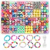 Venta transfronteriza de set de 24 compartimentos de cuentas de arcilla blanda para pulseras, collares y accesorios DIY para niños, directo del fabricante