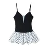 Moda Cruzada Europeia e Americana Aliexpress Patchwork Vestido Feminino Slim-Fit de Bolinhas
