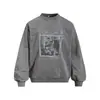 Sudadera con capucha Lavada Estampado de Personaje Retro Americano Cuello Redondo Estampado de Terciopelo Primavera y Otoño Estilo Callejero para Hombre Sudadera de Manga Larga Holgada