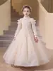 Vestido Formal Vestido de Princesa para Cumpleaños Niñas Niños Vestido Lolita de Manga Larga Nuevo Elegante Vestido de Gasa Esponjosa Presentación de Piano