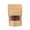 Bolsas de Papel Kraft con Ventana y Base para Frutos Secos, Té, Granos, Bolsas de Empaque Sellables para Alimentos Espesos, Bolsas de Almacenamiento para Snacks de Productos Secos