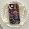 Estojo de Filme Colorido com Letras de Grafite da Moda e Descolado para Apple 18 Pro Max, Capa Dura Fosca Personalizada para iPhone 15