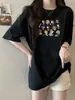 Camiseta Corta de Hombro Ins Super Caliente Europea y Americana para Mujer Verano 2024 Nuevo Japonés Holgado Oversize de Media Manga