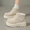 Botas de Nieve Cálidas Forradas de Suela Gruesa para Aumentar la Altura de Mujer 2026 Nuevas Botas Cortas Estilo Birkenstock Otoño/Invierno Gruesas Botas Martin de Gamuza
