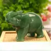 Estatueta de elefante de jade aventurina natural mais vendida transfronteiriça, escultura de animal pequeno para decoração de casa e escritório, atacado de ornamento de elefante