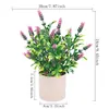 Conjunto de bonsai de planta verde lavanda artificial de plástico, popular decoração de casa vintage transfronteiriça, plantas em vaso artificiais e ornamentos de flores artificiais