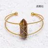 Comercio transfronterizo pulsera de cristal natural hexagonal de doble punta amatista ojo de tigre apertura pulsera ajustable venta al por mayor