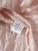 Elegante blusa de crepé de seda de color liso con manga corta para mujer, cuello mao, adelgazante, plisada, hecha de seda de morera, fresca para el verano