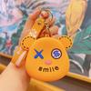 Monedero con diseño de oso violento, llavero de silicona con dibujos animados, tarjetero, cartera, llavero creativo para coche, colgante para bolso.
