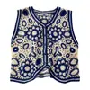 Chaleco de Ganchillo Hueco de Verano y Otoño para Mujer Sin Mangas Tejido de Encaje Chaleco Versátil Blusa Clip para Caballo