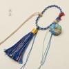 Pieza de Mango Trenzado Hecha a Mano Cuerda Borla de Algodón Color Calabaza Pequeña Colgante Estilo Étnico DIY Accesorios para Bolsos