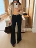 Jeans Flare Elegante de Cintura Alta Su Xinlan/YOUMO, Tecido Elástico em Quatro Direções, Estilo Coreano, Luxo Leve, Versátil, Emagrecimento e Redução de Idade 95299