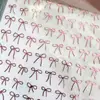 Pegatinas de Arte para Uñas con Lazo Francés Color Borgoña Popular entre Celebridades de Internet Lazo de Cinta Rojo de Año Nuevo Accesorios para Uñas