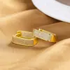 Brincos Vintage de Feriado com um Toque de Luxo Leve e de Alta Qualidade, Presilhas de Orelha Quadradas Totalmente Cravejadas de Pedras Preciosas para Mulheres, Brincos Transfronteiriços Quadrados Únicos e Versáteis Atacado