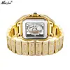 Reloj Missfox V324A Moda Cuadrado para Hombre Diseño de Nicho Hueco Hip Hop Completamente Diamantado Reloj de Pulsera de Cuarzo