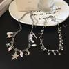 Sweet Cool Spice Girls Colar de duas camadas de concha estrela do mar gota d'água estilo férias de verão feminino leve luxo nicho empilhado corrente de clavícula na moda