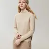 Leve, macio, glutinoso Outono/Inverno Novo Fio Duplo Espessado Caxemira Feminino Gola Semi-alta Tricô Solto Camada Base Tricô