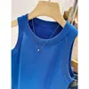 Colete Tricotado Slim Fit Estilo Europeu para Mulheres, Peça de Sobrepor de Verão, Top Base Tendência com Design Nadador