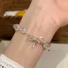 Pulsera de Cristal de Imitación de Diseño de Nicho para Mujer, Pulsera Exquisita de Nicho de Lujo Accesible, Pulsera de Cadena de Perlas Transparentes de Verano