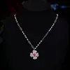 Brilhante Exquisito Zircônia Camélia Brincos Colar Conjunto de Joias Acessórios de Vestuário Elegante Pequena Flor Perfumada Brincos