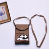 Bolso para teléfono móvil de estilo coreano con diseño de panda pequeño, bandolera de punto, bolso de mano con solapa, bolso informal para salir