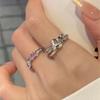 Anillo con letra D para mujer, moderno, personalizado, abierto, ajustable, estilo frío, ligero, de lujo, apilado.