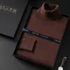 Caja de Regalo Suéter de Cachemira para Hombre de Edad Media y Joven Punto de Cuello Alto Otoño e Invierno Estilo Nuevo Suéter de Lana de Alta Gama como Capa Base