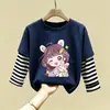 Camiseta de manga larga de algodón puro para niñas, camiseta básica moderna y versátil, top interior elegante para niñas, ropa de otoño para bebés y niños pequeños