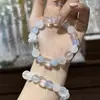 Pulseira Transparente de Ametista Natural, Cristal Torre Amarelo Tipo Gelo, Pulseira de Cristal de Pedra da Lua Atrai-Fortuna para Mulheres, Edição de Verão com Múltiplas Pedras