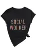 Trabajador Social Amazon eBay Sitio Independiente Moda Casual Camiseta de Manga Corta con Cuello en V para Mujer para Exportación
