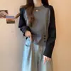 Camiseta de Manga Larga Raglán con Hombro Normal para Mujer de Otoño, Favorecedora para Figuras Más Robustas, Adelgazante, Cubre Vientre, Diseño Elegante