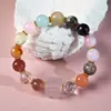 Pulsera de Cristal Súper Siete de Piedra Natural para Niñas, Pulsera de Cuentas de Azúcar Arcoíris Multitesoro Flor de Durazno para Transferencia de Fortuna de Gama Alta