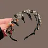 Diadema de Seda Ondulada Tachonada con Diamantes de Alta Gama para Mujer, Diadema de Corona Alta para Lavarse la Cara, Nuevo Accesorio para el Cabello 2026