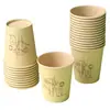 Copo de papel de fibra de bambu descartável doméstico espessado para leite de soja café boutique copo de papel escritório comercial copo para beber chá