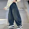 Pantalones para Niños Estilo Primavera y Otoño 2026 Nuevo Estilo Estilo Urbano Niños Grandes Otoño Ropa de Otoño para Niños Jeans Curvos Rascalescos Geniales