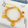 Pulsera Enrollada Estilo Similar de Wei Xue Color Esmalte Oro Arena Antigua Amarillo Dios de la Riqueza para Mujer, Cobre Chapado en Oro Pulsera Enrollada Tendencia Nacional